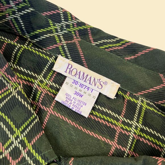 90s/Y2K sheer green blouse by Roamans, size 30W vintage patterned top/shirt - Picture 6 of 7